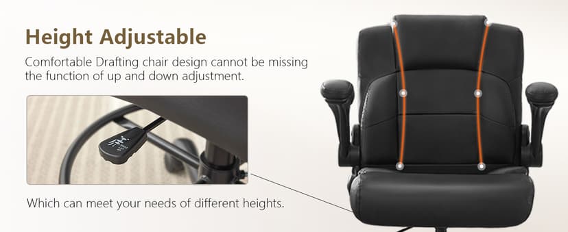 BOSMILLER Drafting Chair,Tall Office Chair for Standing Desk with Adjustable Height,Counter Computer Chairs with Footrest for Home,Drawing or Counter Height Use