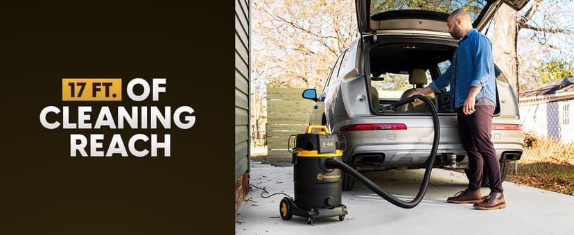 Vacmaster Professional VDK811PW 0201 8 Gallon 4.5 Peak HP Wet/Dry Vac with Self-Cleaning Filter System, 8 Gal, Black