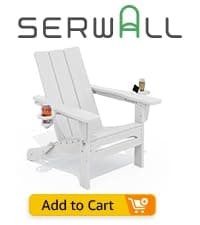 SERWALL Folding Adirondack Chair Set of 2, All Weather Patio Chair with Wood Texture, Fire Pit Chairs for Outdoor - White