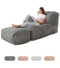 Hobestluk 3 in 1 Bean Bag Chair Giant Bean Bag Chairs for Adults with Bubble Cover Convertible Bean Bag Floor Cushion with Machine Washable Cover for Living Room (Bubble Grey)