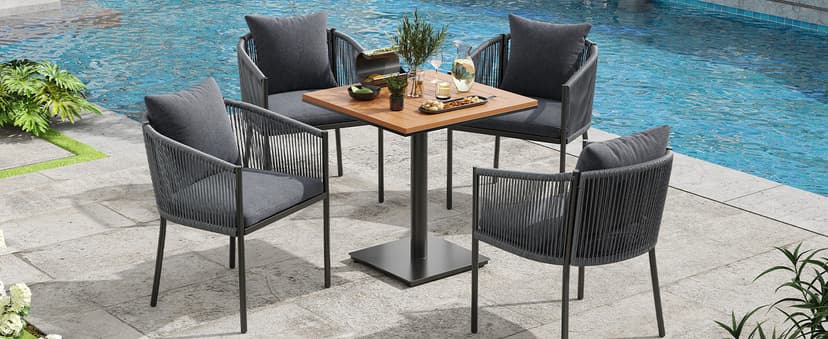 Soohow Rattan Outdoor Patio Dining Chairs Set of 6, Woven Wicker Chairs with Cushions, All Weather Ergonomic Comfort, for Balcony, Backyard and Poolside