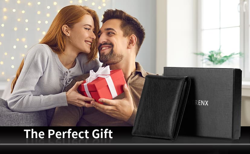 Sigtrenx Leather Wallets for Men, Genuine Leather Mens Wallets Bifold Rfid Blocking with 2 ID Windows