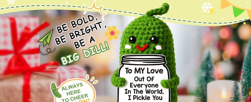 I Love You Gifts for Her, Him, Wife, Husband, Couple, Romantic Gifts for Boyfriend Girlfriend, Anniversary Perfect Gifts for Women Men, Handmade Crochet Pickle