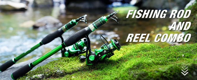 Ghosthorn Fishing Rod and Reel Combo Graphite Telescoping Fishing Pole Portable Travel Kit with Carrier Bag for Freshwater Saltwater