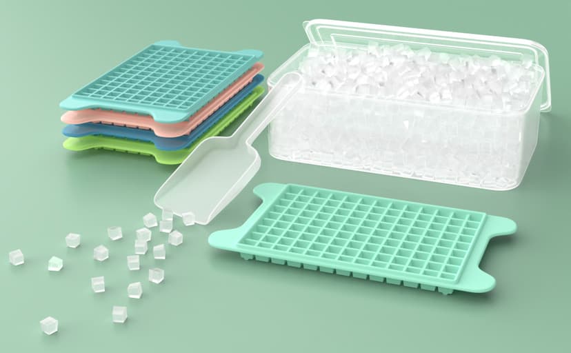 Mini Ice Cube Tray for Freezer: FDDBI Small Ice Trays for Freezer with Bin - 117×4PCS Easy Release Nugget Ice Tray - Crushed Ice Tray with Container