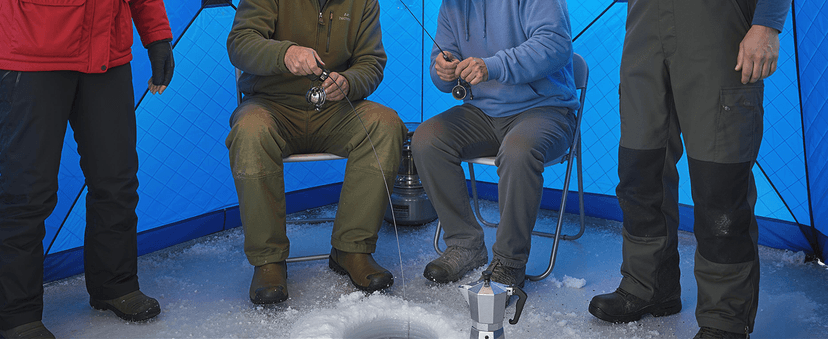 3-4 Person Pop-Up Ice Fishing Shelter – Portable Windproof & Insulated Hub-Style Shelter with 210d Oxford Fabric | Includes Anchors, Ropes & Carry Bag | Quick-Setup Ice Shanty for Winter Fishing