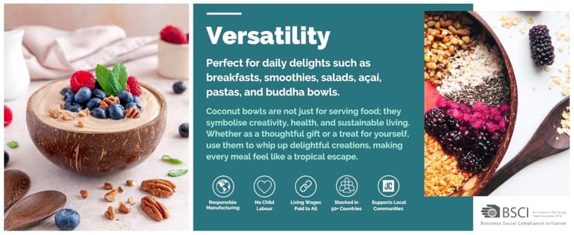 Jungle Culture 2 Polished Coconut Bowl & Wooden Spoons Set with Bamboo Straws • Natural Yoghurt & Smoothie Bowls Ideal for Ninja Creami • Healthy Coco Shell Buddha, Acai • Eco Friendly Vegan Gifts