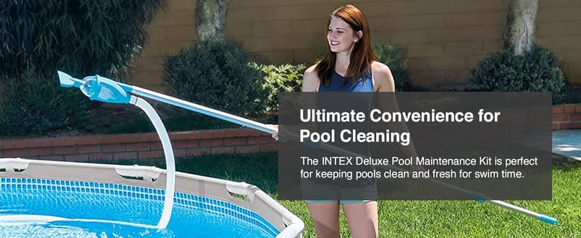 Intex 28003E Deluxe Above Ground Pool Maintenance Kit for Minimum 800 GPH Flow Rates with Vacuum, 110" Pole, Wall Brush and 24' Hose (Color May Vary)