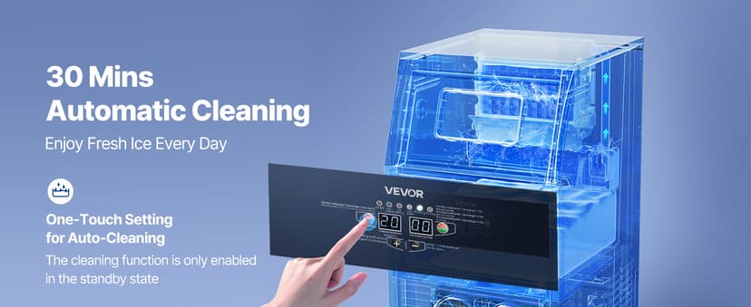 VEVOR Commercial Ice Maker Machine, 130 lbs/24h with 30 lbs Storage Capacity, Built-in/Freestanding/Under Counter, Stainless Steel Ice Maker with LED Display & Self-Cleaning, for Home Bar Restaurant
