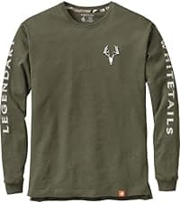 Legendary Whitetails Men's Long Sleeve T-Shirt Graphic Tee Preshrunk 100% Heavyweight Cotton