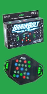 Educational Insights BrainBolt - Handheld Memory Game with Light and Sound, Electronic Brain Games, Single Player Brain Teasers for Kids Teens, & Adults, Gamer Gifts for Boys & Girls Ages 7+