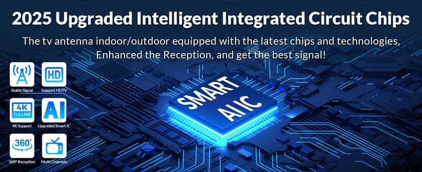 Rabbit Ear TV Antenna 2025 Upgraded, HDTV Digital Antenna for Free 4K/1080p HD Local Channels, Long Range Indoor Reception with 360° Signal for Smart & Old TVs, VHF/UHF Support, Easy Setup