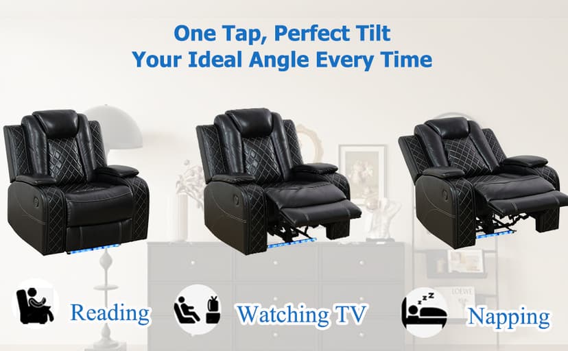 Toseslo Power Reclining Sectional Sofa Set with LED Light,Leather Sectional Couches, Living Room Furniture Sets, Modern Power Recliner Sofa Sets with Cup Holder for Living Room(Brown)