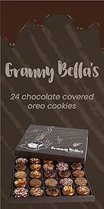 Granny Bellas Christmas Holiday Thanksgiving 12 Chocolate Covered Cookies, Gift Basket Gourmet Candy Gifts Box for Food Delivery, Hamper Stuffer Gifts for Mom, Family and Friends