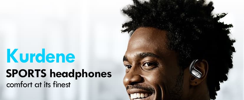 kurdene Wireless Earbuds Bluetooth Headphones Sport,Over Ear Buds with Deep Bass Sound,60Hrs Playtime Earphones Redesigned Comfort Fit with Earhooks for Running,Meeting,Workout-Black