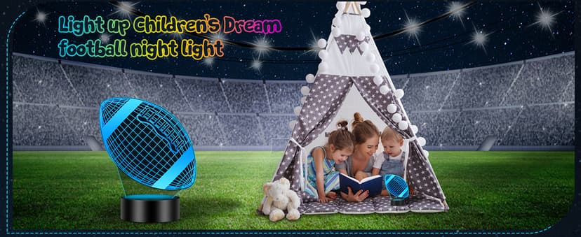 Linkax Football Gifts Stocking Stuffers for Kids Teens Boys Girls, Rugby 3D Illusion Night Light Christmas Gifts for Kids, 6 7 8 9 10 11 12 13 Year Old Birthday Presents Room Decor, Toys for Ages 8-13