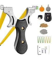 Slingshot, Hunting Sling Shot Set for Adults, Professional Stainless Steel Tactical Slingshots, High Velocity Catapult with Ammo Balls, Rubber Bands, Ammo Pouch, Target