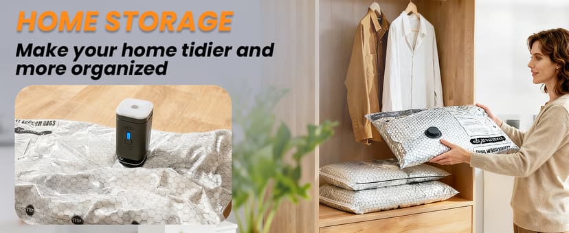 8+2 Pack Travel Vacuum Bags with Pump - Vacuum Seal Bags for Clothing Travel, Transparent & Heavy-Duty TPU Compression Bags for Luggage, Suitcase | Reusable Space Saver Storage Kit, Gray