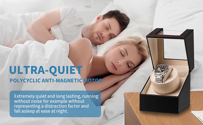 Efaithtek Automatic Single Watch Winder for Automatic Watches,Rotating Watch Case with Japanese Quiet Motor,AC Adapter or Battery Powered