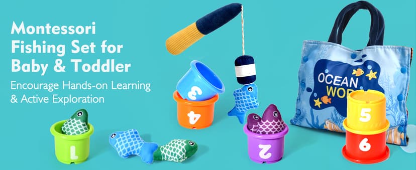 Montessori Toys for 1 Year Old Boy Girl Gifts, Cloth Fishing Game Toddler Toy 1-3, Sorting Learning Baby Toys 6-12-18 Months, One Year Old Girl Boy Birthday Gifts