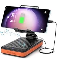 Cell Phone Stand with Wireless Bluetooth Speaker and Anti-Slip Base HD Surround Sound Perfect for Home and Outdoors with Bluetooth Speaker for Desk Compatible with iPhone/ipad/Samsung Galaxy