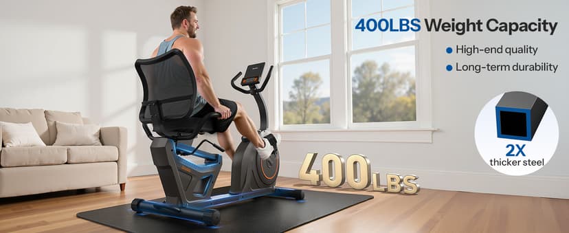 Niceday Recumbent Exercise Bike, Recumbent Bike for Home, Recumbent Stationary Bike 400LBS Weight Capacity, Magnetic Recumbent Bike with Smart APP, LCD Monitor, Heart Rate Handle