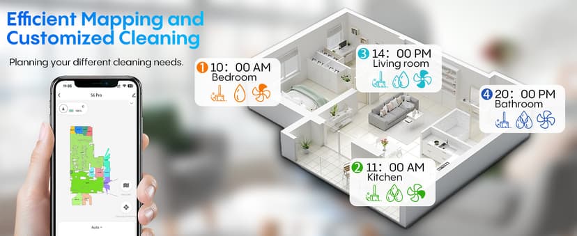 Robot Vacuum and Mop with Self-Empty Base: 5000Pa Suction, LiDAR Navigation, Smart Obstacle Avoidance, Home Mapping, No-Go Zone, 60-Day Hands-Free, Idear for Homes with Pets, Carpet & Hard Floors
