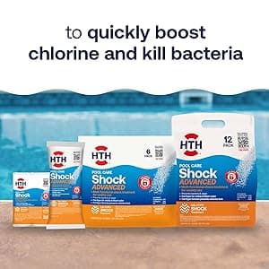 HTH 52037R Pool Care Shock Advanced, Swimming Pool Chemical - Cal Hypo Formula, Prevents Bacteria & Algae, Restores Crystal Clear Water - Shock Treatment, 1lb (12 Pack)