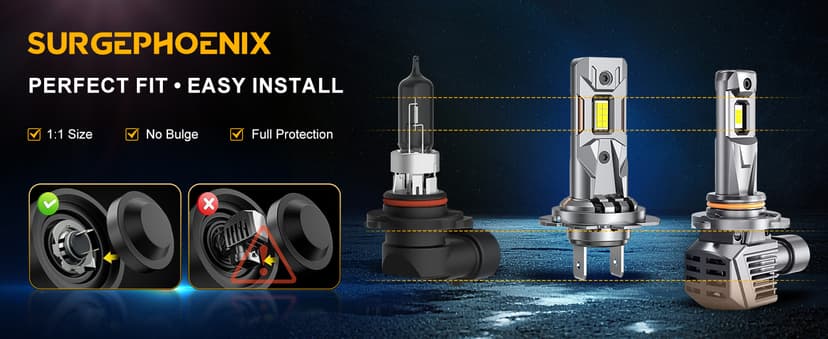 H7 Light Bulbs, 50000LM Super Brighter, 1:1 Mini Size,6500K Cool White Tail Light Covers H7 Fog Light Bulbs or Off Road Light Pack of 2