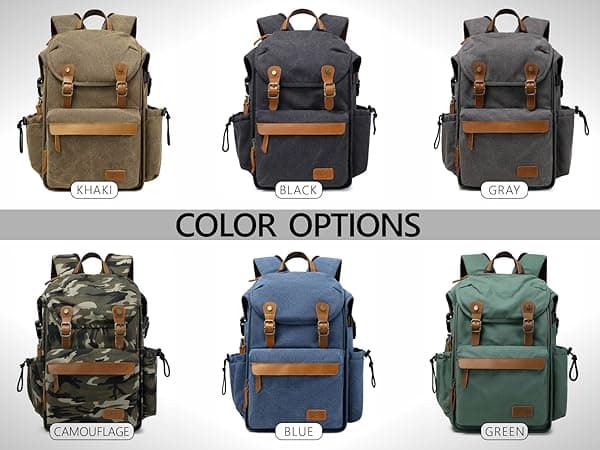 Padwa Lifestyle Khaki Camera Backpack - Professional DSLR & UAV Camera Bag,Anti Theft Canvas Camera Backpacks with Rain Cover,Large Capacity Photography Travel Camera Bag with Multi Compartments