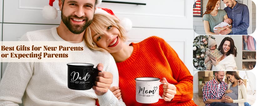 Maustic Mom and Dad Mugs, New Parents Gifts for Couples, New Mom and Dad Est 2026 Gifts for Expecting First Time Parents, 15 Oz