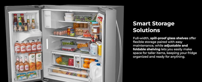 Kenmore 36" French Door Refrigerator with Freezer - Accela Chill, Adjustable Shelving, Dual Evaporator, ENERGY STAR Certified, 28.6 cu. ft. Capacity - Fingerprint Resistant Stainless Steel