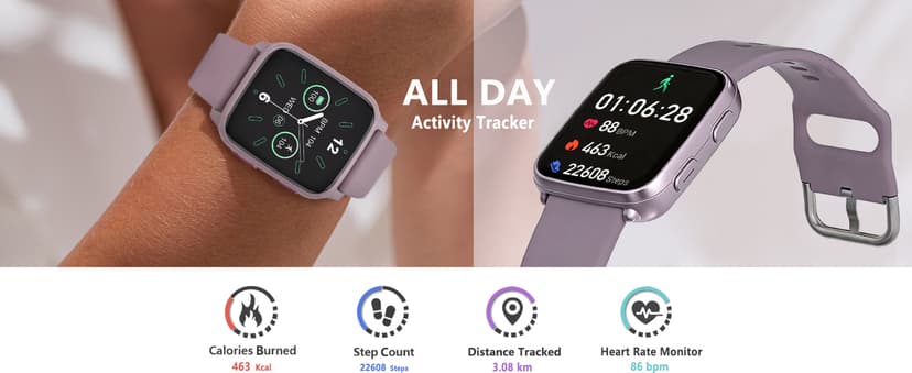 MorePro Fitness Tracker with 24/7 Heart Rate & Blood Pressure Monitor, Blood Oxygen & Sleep Tracker, Smart Watch with Step Calorie Counter, IP68 Waterproof Activity Tracker for Women Men Android iOS
