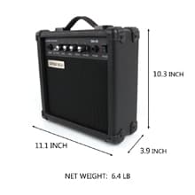 Demusea Electric Guitar Amplifier 20w Guitar Amp Practice Small Portable Travel Mini with Headphone Jack Aux Distortion Gain Treble Bass Volume Jack with 3 Meters Cable Audio Adapter Guitar Picks
