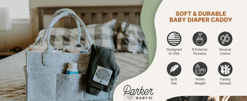 Parker Baby Diaper Caddy - Nursery Storage Bin and Car Organizer for Diapers and Baby Wipes - Oatmeal, Regular