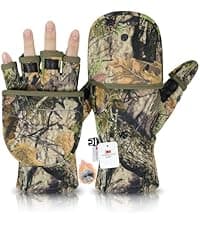 HANDLANDY Cold Winter Weather Fishing Gloves for Men and Women,Fingerless Gloves Convertible Flip Top Mittens