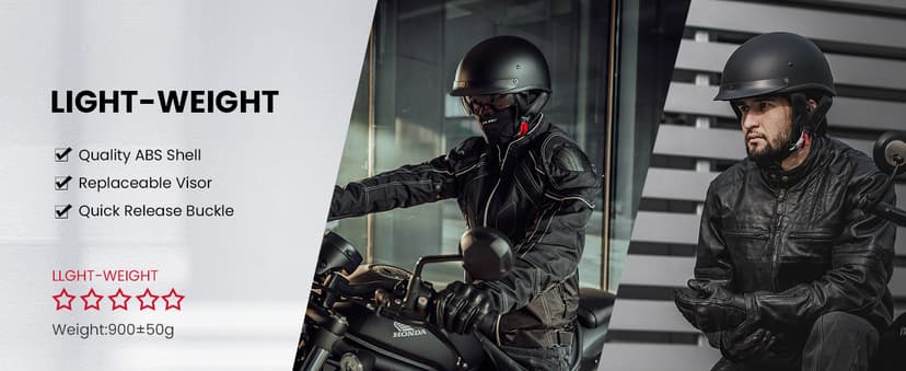 ILM Half Helmet Motorcycle Open Face Sun Visor Quick Release Buckle DOT Approved Cycling Motocross Suits Men Women Model-205V (S, Matt Black)