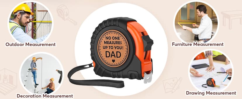 Gifts for Dad Birthday Christmas Dad Gifts from Daughter Son, Xmas New Dad Daddy Father Presents Useful Stuff, Best Dad Ever Gift, Father in Law Gift, Genuine Leather Engraved 25 FT Tape Measure Tools