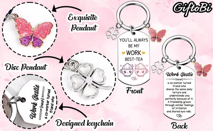 Coworker Leaving Gifts for Women - Funny Friendship Thank You Work Bestie Keychain Present for Friend Colleague Christmas