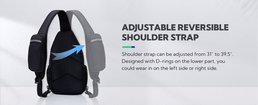 WATERFLY Crossbody Sling Backpack Sling Bag Travel Hiking Chest Bag Daypack (Black)