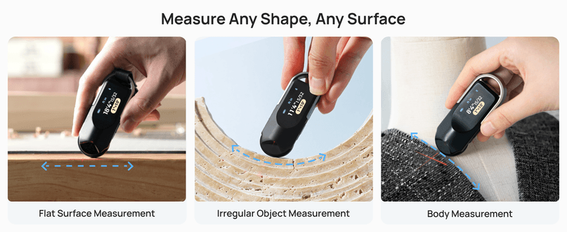 HOZO NeoRulerGO Digital Tape Measure with Laser, Smart Rechargeable Measuring Tool for Flat, Curved, Odd Shapes | Bluetooth App | Pocket Size | Cool Gadgets for Dad, Men, Husband