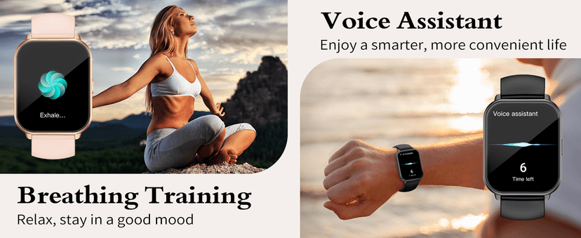 RUIMEN Smart Watches for Women Men (Answer/Make Calls, 2 Bands Included), 1.8" Smartwatch for iOS/Android Phones, Fitness Tracker Heart Rate/Sleep Monitor Digital Watch Waterproof Milky White