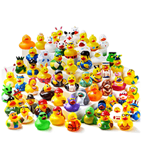 JOYIN 30 Pcs Rubber Ducks, Random Assortment Ducks Bulk with Mesh Carry Bag, Mini Rubber Duckies for Baby Bath Toys, Kids Toddler Summer Pool Toys Birthday Gifts Party Favors