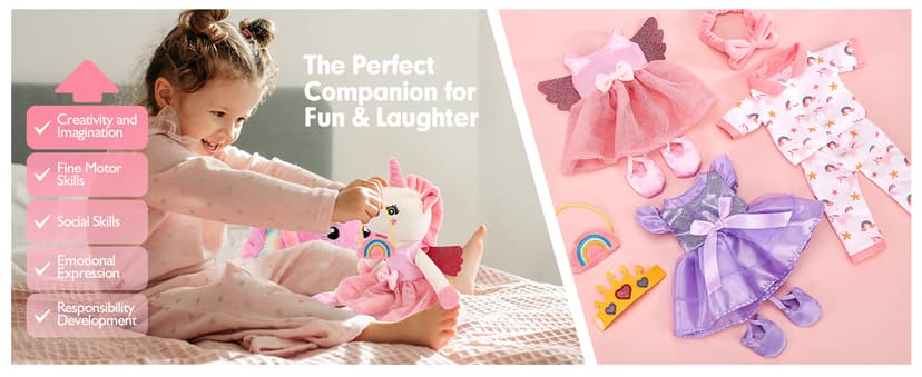 Ballet Dress up Doll with Plush Bag, 4 Year Old Girl Birthday Gifts 5 Year Old Kids Present, Airplane Travel Soft Plush Unicorns Toys for Girls Age 4-6, Ballerina Doll Stuffed Animal Girl Toy 4-5 B0DJQQY2YM