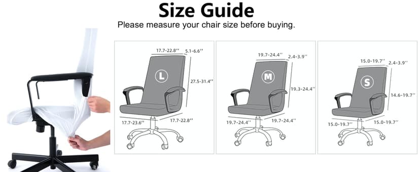 Water Resistant Stretch Computer Office Chair Cover with Durable Zipper Universal Washable Removable Spandex Rotating Boss Chair Slipcovers Anti-dust Soft Desk Chair Seat Protector for Dogs Cats Pets