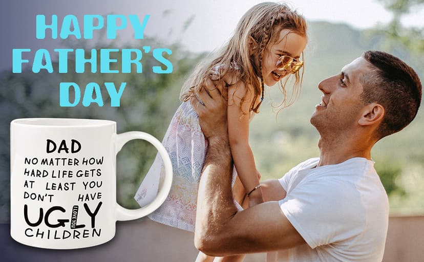 Unique Ceramic Cup Printed on Both Sides Personalized Christmas Birthday Father’s Day Presents for Dad Husband Stepfather Fathers Day Dad Gifts 11oz Funny Coffee Mug for Dad from Daughter Son Wife B09C8JJFL2
