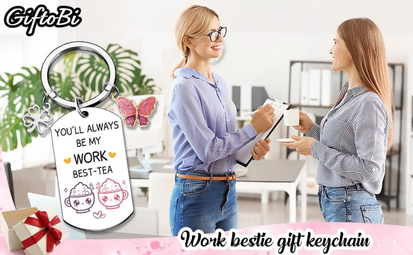 Coworker Leaving Gifts for Women - Funny Friendship Thank You Work Bestie Keychain Present for Friend Colleague Christmas
