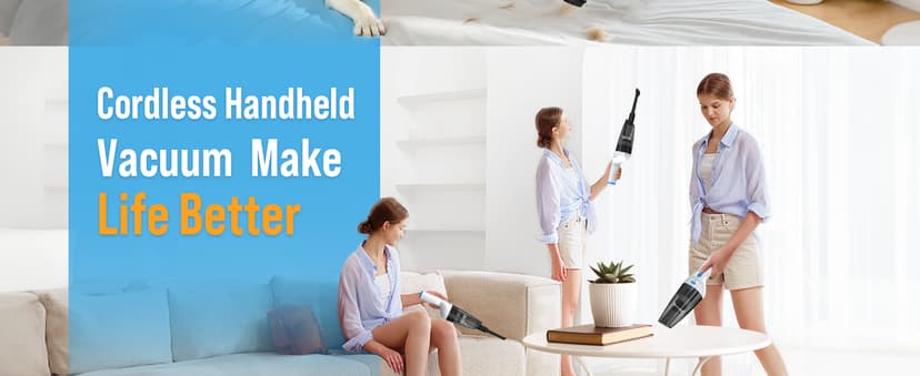 Milunho Powerful Handheld Vacuum Cordless, 9500PA Rechargeable Car Vacuum Portable Cordless, Lightweight & Portable Mini Handheld Vacuum Cleaner with Large-Capacity Battery for Car/Home/Pet