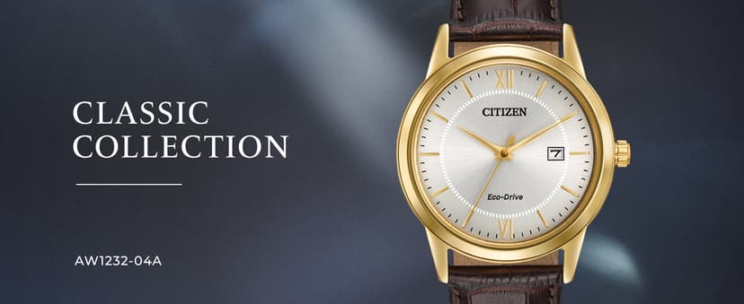 Citizen Men's Classic Eco-Drive Leather Strap Watch, 3-Hand Date