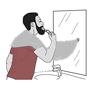 Beard Bib Apron for Men, Gift Beard Trimming Catcher Bib for Shaving & Hair Clippings, Waterproof Non-Stick Hair Catcher Grooming Cloth with 2 Suction Cups(White)